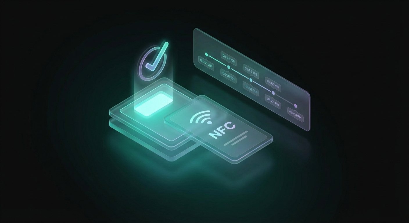 Staff member tapping a badge to acknowledge an alert with response time tracking visible